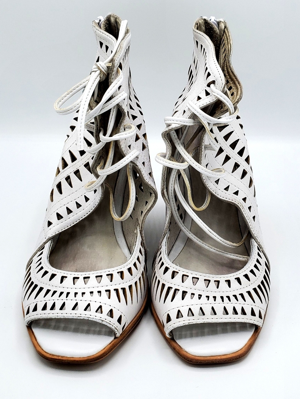 Jeffrey Campbell Rodillo Hi White Leather Sandals - Picture 2 of 6